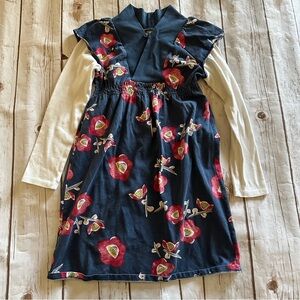 Tea navy floral dress fair for stain on sleeve 10y